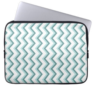 Funda Para Portátil Patrón ZigZag Chevron en verde menta