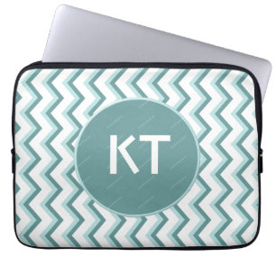 Funda Para Portátil Patrón ZigZag Chevron en verde menta