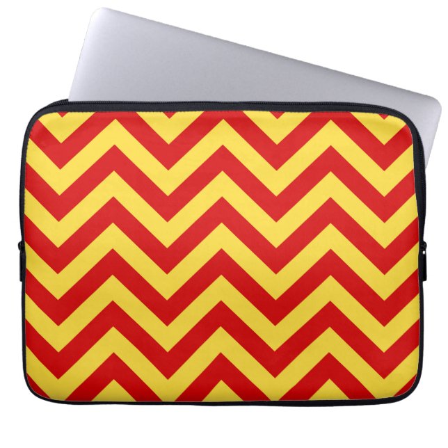 Funda Para Portátil Patrón ZigZag Chevron grande de piña rojo (Frente)