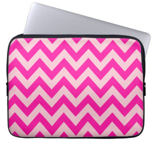 Funda Para Portátil Patrón Zigzag Chevron Rosado Caliente