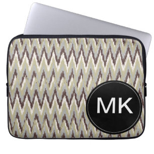 Funda Para Portátil Patrón ZigZag de café y salvia