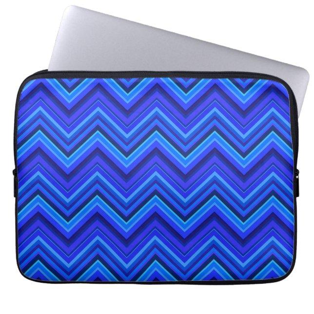 Funda Para Portátil Patrón zigzag de franjas azules (Frente)