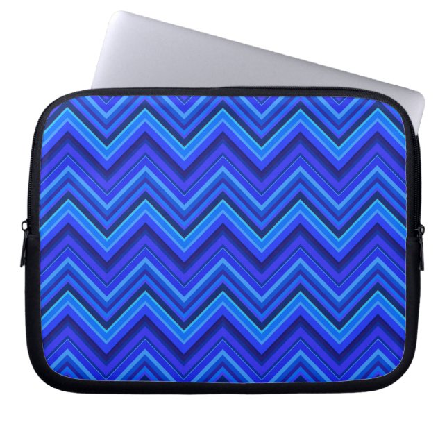 Funda Para Portátil Patrón zigzag de franjas azules (Frente)