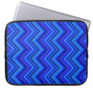 Funda Para Portátil Patrón zigzag de franjas azules