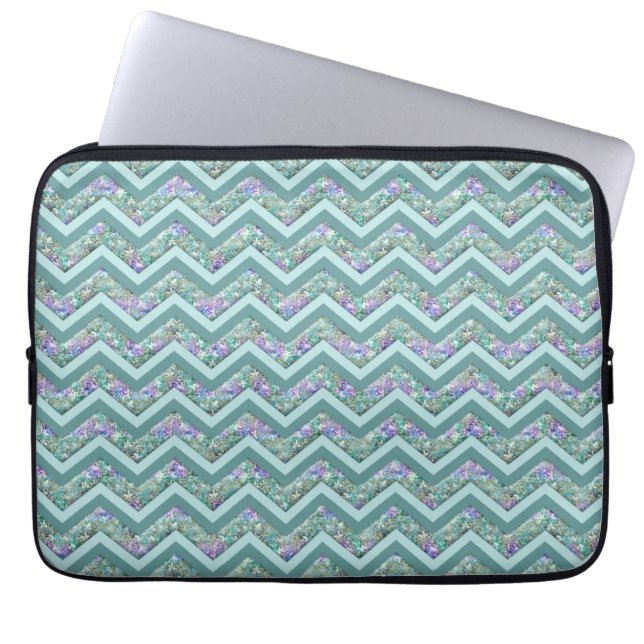 Funda Para Portátil Patrón ZigZag del Relieve metalizado arcoiris (Frente)