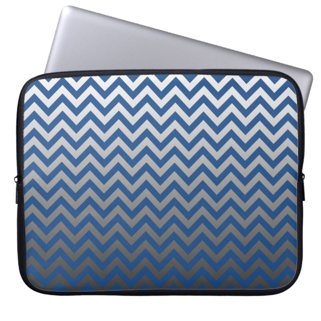 Funda Para Portátil patrón ZIGZAG - gradientes grises + su fondo. (Frente)