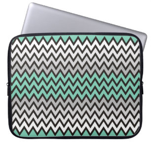 Funda Para Portátil Patrón ZIGZAG - gris blanco negro + tu idea