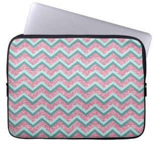 Funda Para Portátil Patrón ZigZag Purpurina rosa