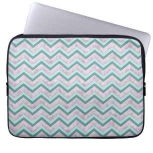 Funda Para Portátil Patrón ZigZag Verde azulado de Pearl Floral