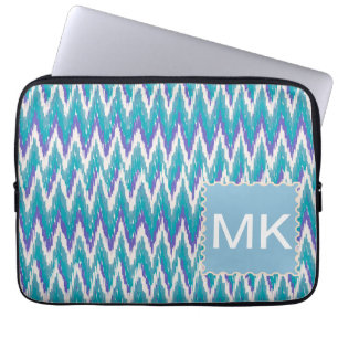 Funda Para Portátil Patrón ZigZag verde azulado y Amethyst