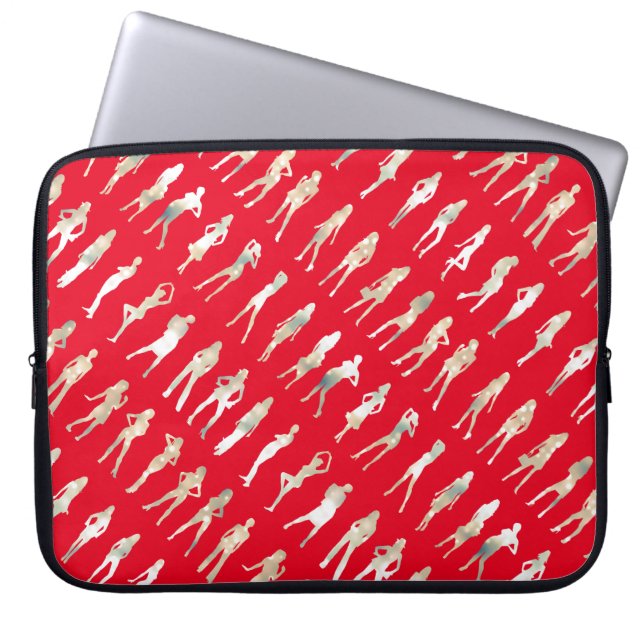 Funda Para Portátil Patrones de chicas de moda de silueta roja (Frente)