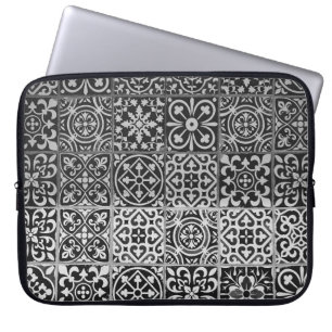 Funda Para Portátil Patrones de damasco en blanco y negro