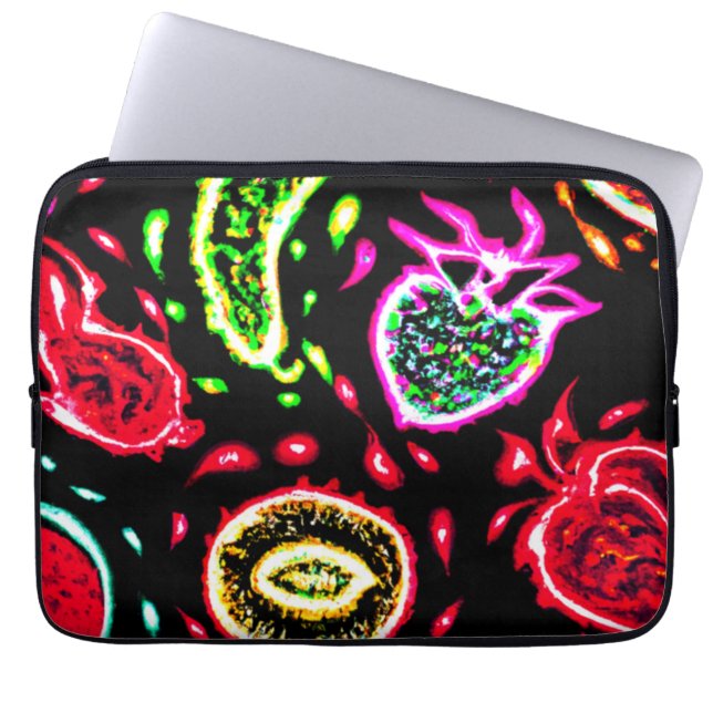 Funda Para Portátil Patrones de frutas tropicales de neón Art. Comprar (Frente)