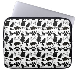 FUNDA PARA PORTÁTIL PATRONES DE GATOS NEGROS