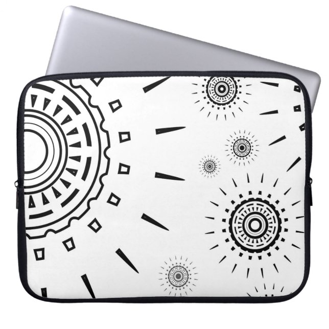 Funda Para Portátil Patrones de ráfagas negras sobre blanco (Frente)