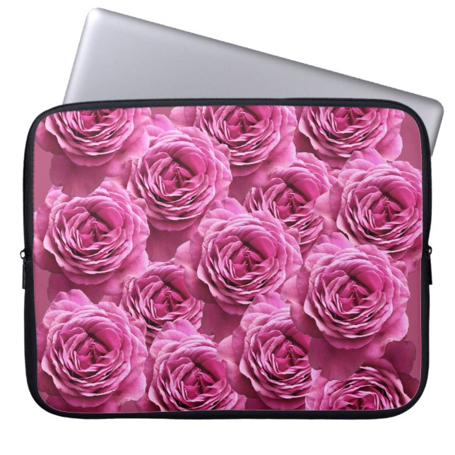 Funda Para Portátil Patrones de rosas rosados y morados (Frente)