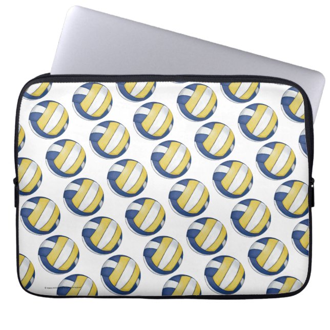 Funda Para Portátil Patrones de voleibol azul y amarillo (Frente)