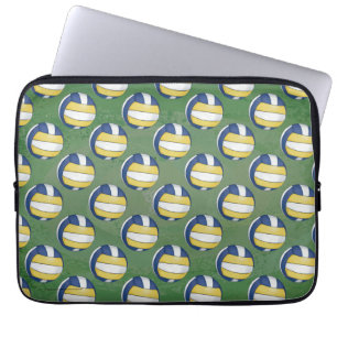 Funda Para Portátil Patrones de voleibol azul y amarillo