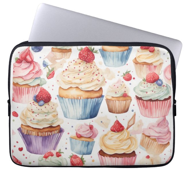 Funda Para Portátil Patrones digitales de crema y pastel (Frente)