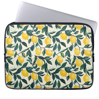 Funda Para Portátil Patterado de limón amarillo brillante