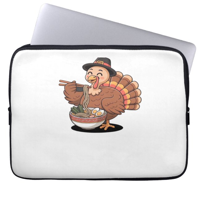 Funda Para Portátil pavo de agradecimiento come ramen camiseta sobredi (Frente)