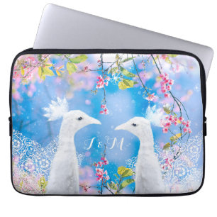 Funda Para Portátil Pavo de corral blanco y sakura floreciente /person