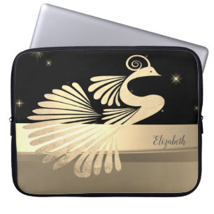 Funda Para Portátil Pavo Real Dorado Elegante - Personalizado