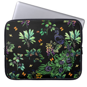 Funda Para Portátil Pavo real ornamentado y floral vintage