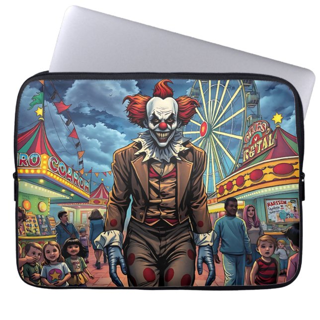 Funda Para Portátil Payaso espeluznante al estilo cómico del carnaval (Frente)