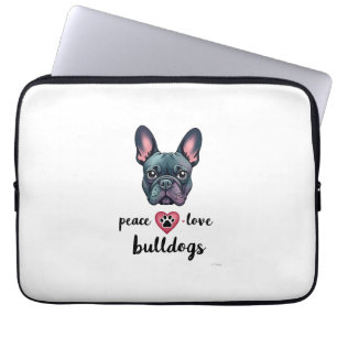 Funda Para Portátil Paz Amor Bulldogs Vintage Galaxia Bulldog Francés