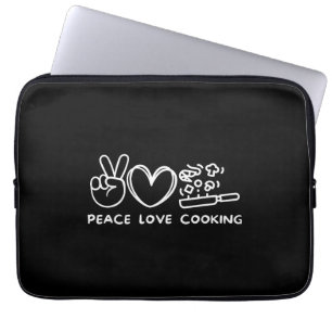 Funda Para Portátil Paz, Amor Cocina Retro Amante de la Cocina Chef Co