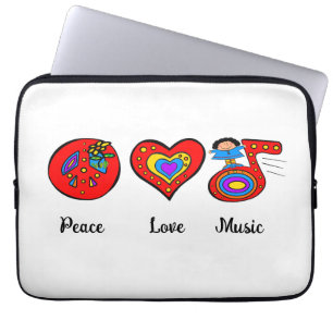 Funda Para Portátil Paz, amor, música