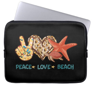 Funda Para Portátil Paz, amor, playa Paz manual, corazón, tortuga