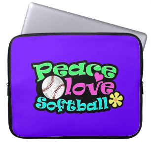 Funda Para Portátil Paz, amor, softball