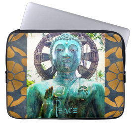 Funda Para Portátil Paz Estatua de Buda Turquesa Estatua de Oro Mosaic