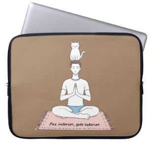 Funda Para Portátil Paz Interior, Gato Exterior