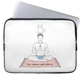 Funda Para Portátil Paz Interior, Gato Exterior