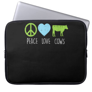 Funda Para Portátil Peace Love Cows Hippie Farming Dairy Farmer