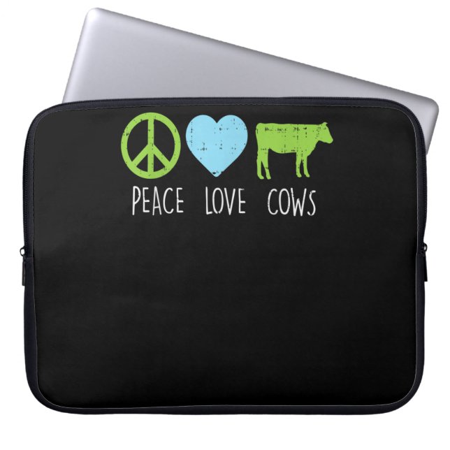 Funda Para Portátil Peace Love Cows Hippie Farming Dairy Farmer (Frente)