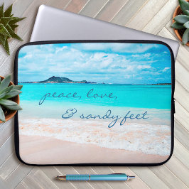 Funda Para Portátil Peace Love Sandy Feet Hawaii Tropical Beach Photo