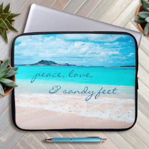Funda Para Portátil Peace Love Sandy Feet Hawaii Tropical Beach Photo