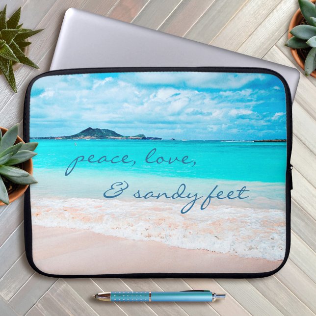 Funda Para Portátil Peace Love Sandy Feet Hawaii Tropical Beach Photo (Subido por el creador)