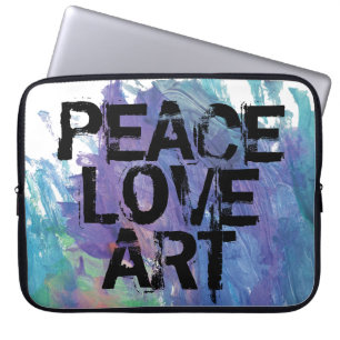 Funda Para Portátil PEACE LOVE tipo ART + fondo abstracto  