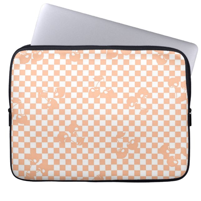 Funda Para Portátil Peach Fuzz Cherry Gingham Pattern (Frente)