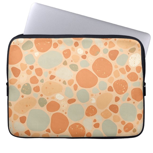 Funda Para Portátil Peach Sage Green Pebble Pattern Abstract Organic  (Frente)