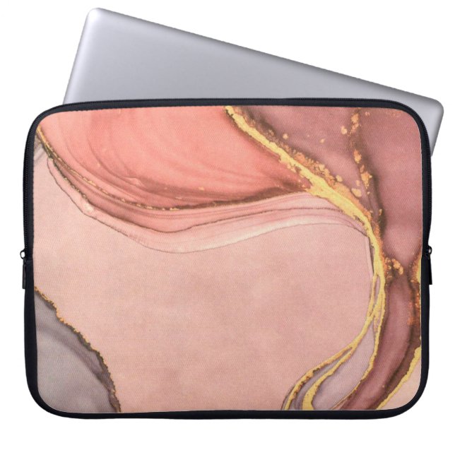 Funda Para Portátil Peach with Gold Geode (Frente)