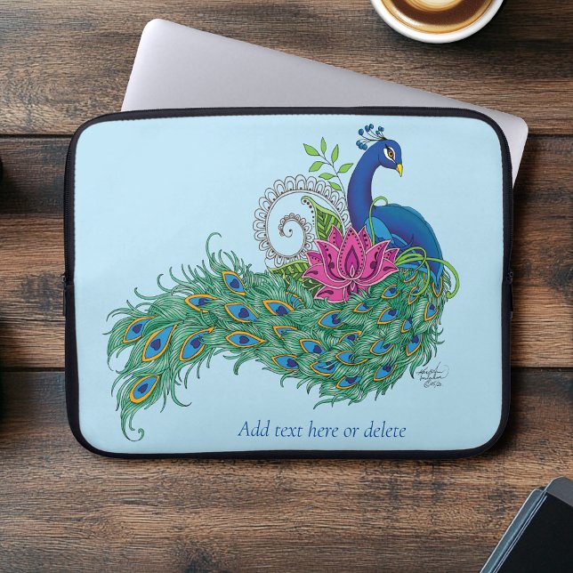 Funda Para Portátil Peacock Blue Lotus Glower Henna (Subido por el creador)