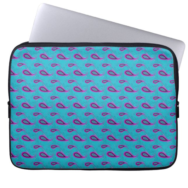 Funda Para Portátil Peacock Blue Paisley (Frente)