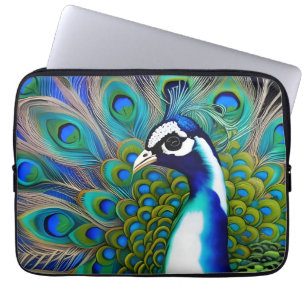 Funda Para Portátil Peacock de color azul blanco y verde