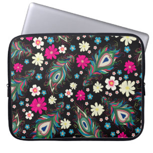 Funda Para Portátil Peacock Feathers Embroidery Patrón de Seamless